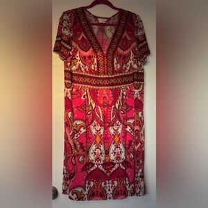 London Times Red Flutter Sleeve Sheath Dress
